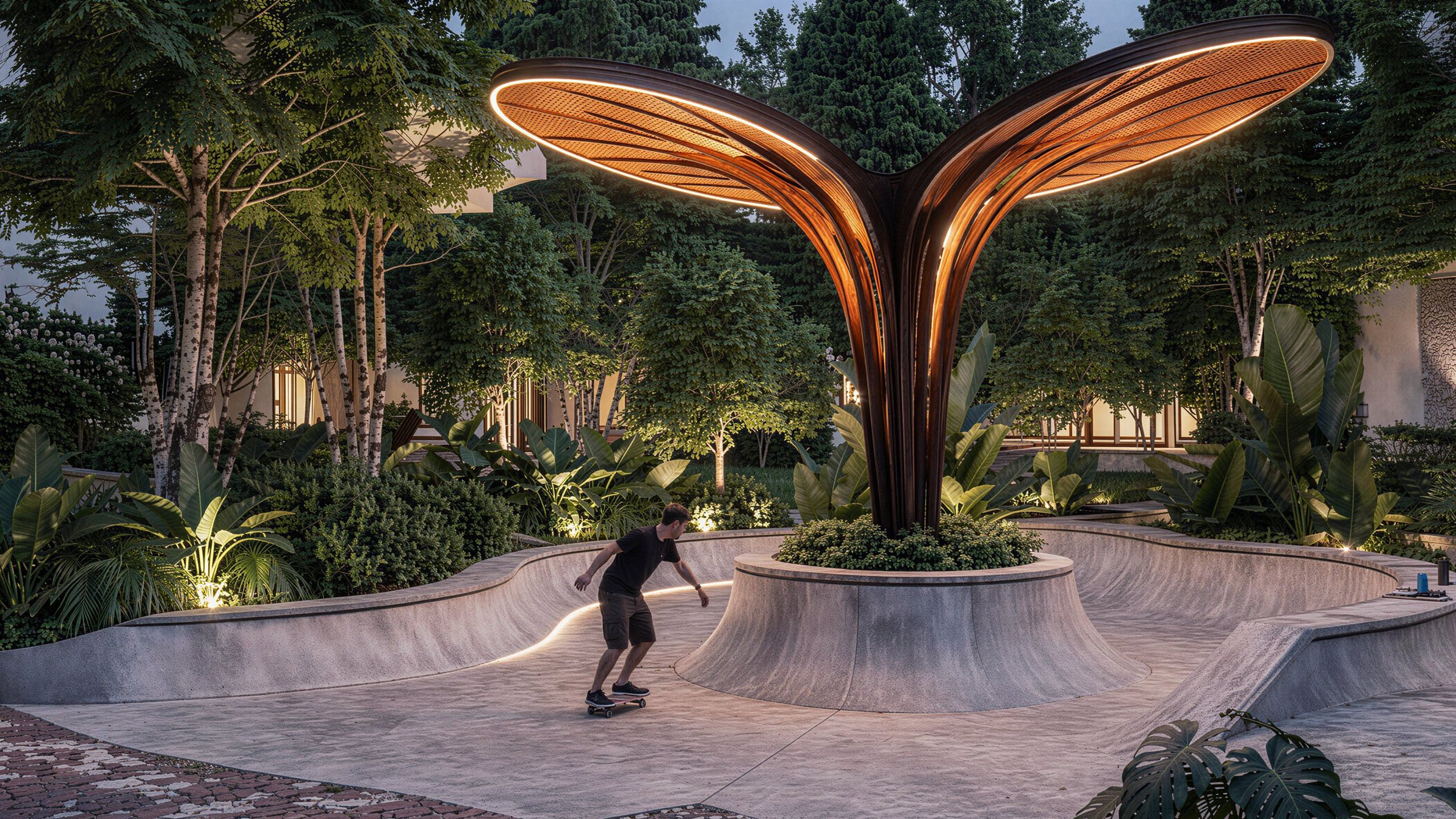 Skate park dưới mái vòm hình lá