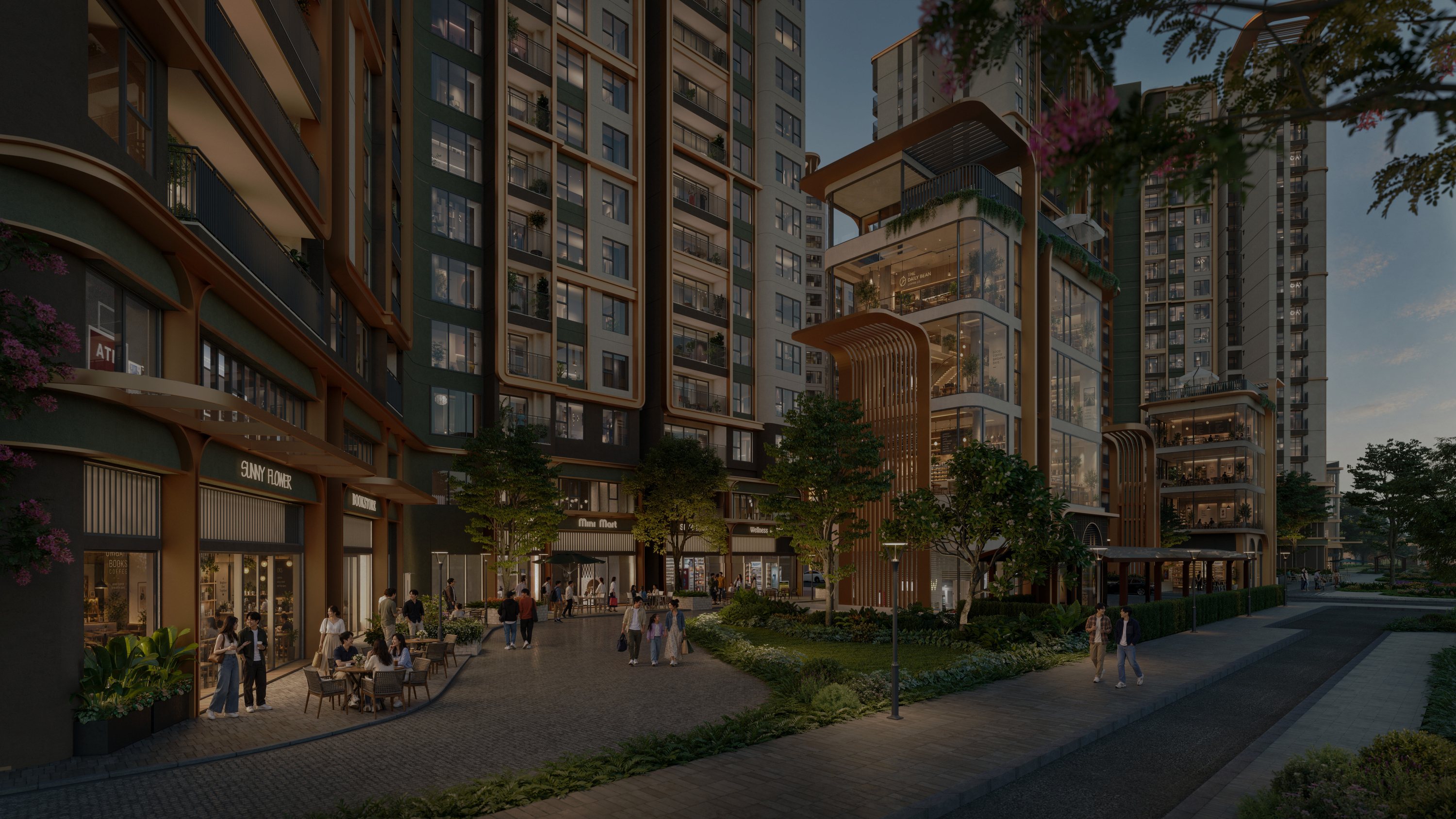 Phố thương mại nội khu Norton Park về đêm